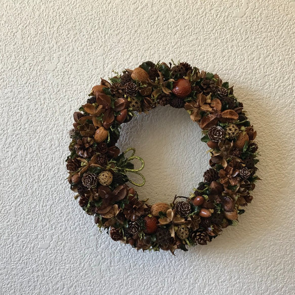 ☆北欧の森のシックでお洒落なアンティークリース　31cm（新作＊一点限定＊送料無料） 