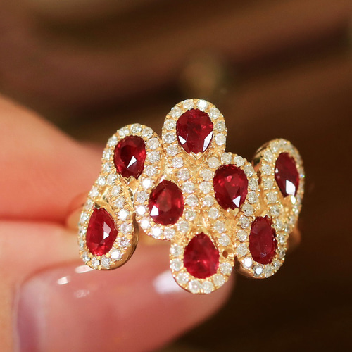 天然ダイヤモンド付きルビーリングk18　0232 天然ダイヤモンド付きルビーリングk18 天然ダイヤモンド付きルビー