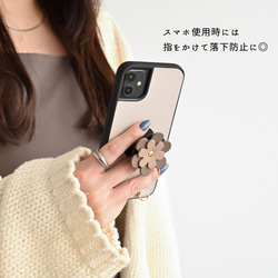 iPhone限定 スマホグリップ付 リアケース 【 サフィアーノレザー 】 スマホケース スマホショルダー JN01K 3枚目の画像