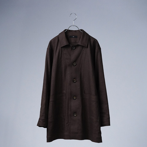 wafu】オールシーズン使える リネンソロテックスカバーオール / マロン