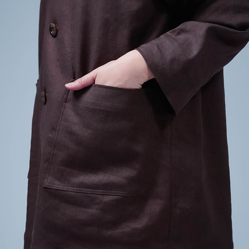 wafu】オールシーズン使える リネンソロテックスカバーオール / マロン