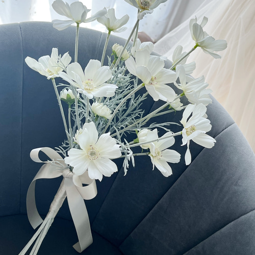 コスモス アーティフィシャルフラワー ウエディングブーケ 造花 白