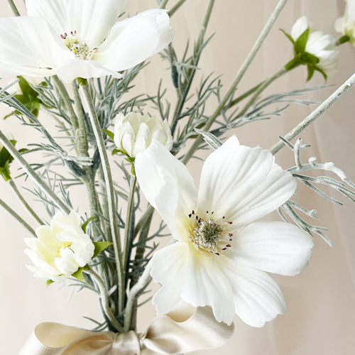 コスモス アーティフィシャルフラワー ウエディングブーケ 造花 白