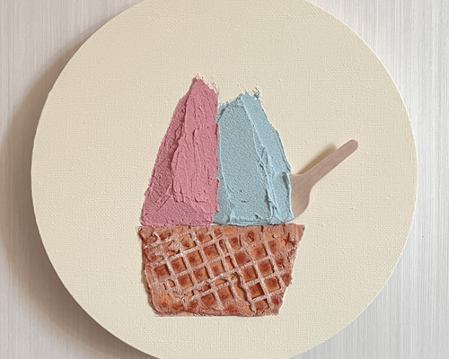 テクスチャーアート アイスクリーム（1） 原画 ハンドメイド 送料無料