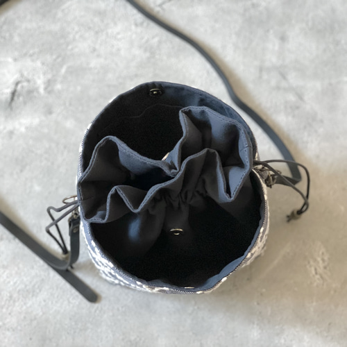 【1532】あおりポケットの巾着バッグ＊ミナペルホネン 1532】あおりポケットの巾着バッグ＊ミナペルホネン