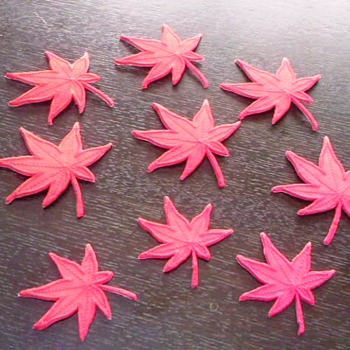 縁取り刺繍紅葉ワッペンセットa/選べるカラー ワッペン