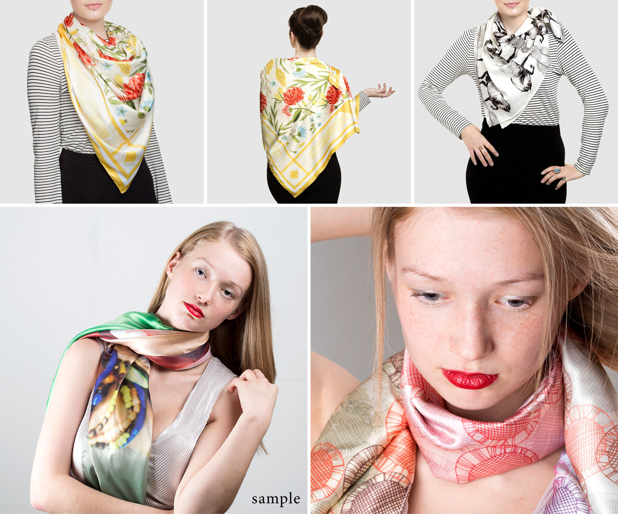 宇宙のような深海で泳ぐ幻想的でゆめかわいいきらびやかなネオン色に光るクラゲ スカーフ