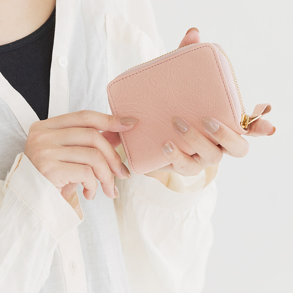 ペイズリー柄【SATTO】小さいのにお札が折れない！ラウンド型最小に挑むミニ財布  4color 19枚目の画像