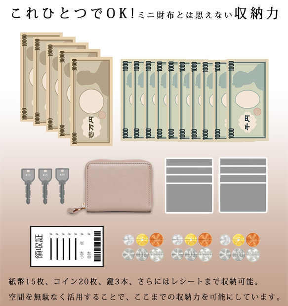 ペイズリー柄【SATTO】小さいのにお札が折れない！ラウンド型最小に挑むミニ財布  4color 14枚目の画像