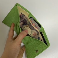 本革　牛革　レザー　三つ折り財布　ミニ財布　財布　ブルー　ギフト　プレゼン 10枚目の画像