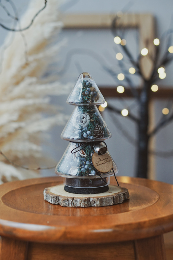 クリスマスツリーガラスボトル【グリーンS】 プリザーブドフラワー