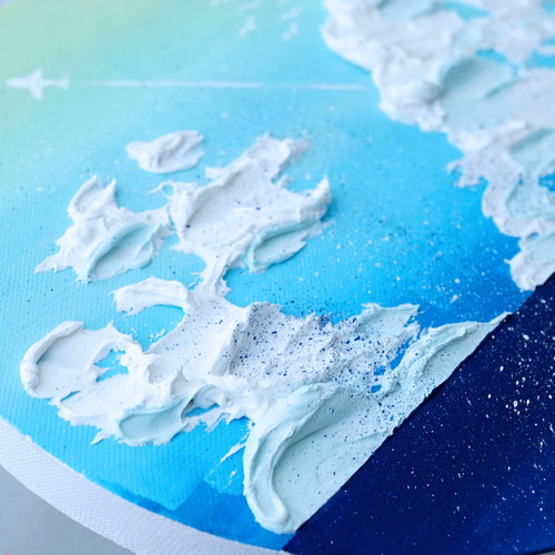テクスチャーアート アクリル画 空 海 原画 ハンドメイド 送料