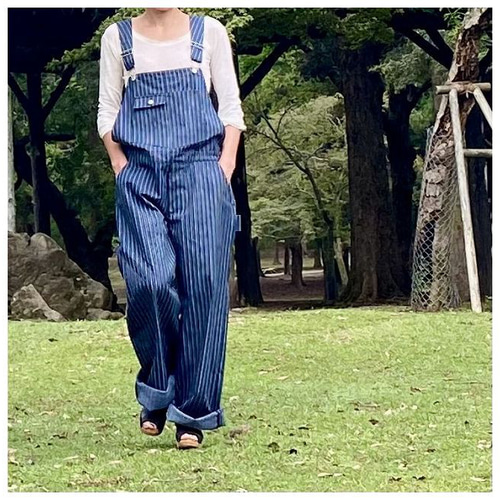 FLATHEAD　ネイビー ストライプ デニムオーバーオール FLATHEAD ネイビー ストライプ デニムオーバーオール