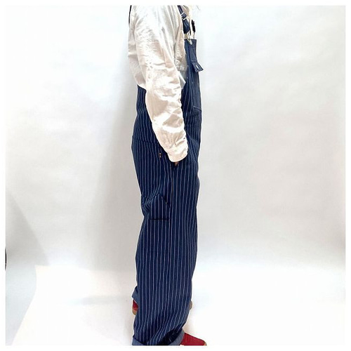 男女兼用・上級岡山産ストライプデニムオーバーオール/上質な生地を