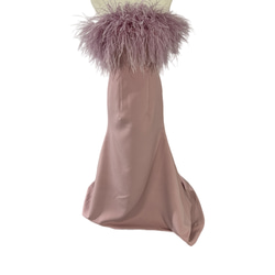 フェザードレス  ベアトップ  薄ピンク  クレープ生地  ミニトレーン  ソフトマーメイドライン  プリンセスライン 5枚目の画像