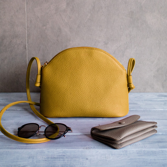 高品質真皮手拿包，簡約迷你包，小巧精緻，優雅大方，適合成人使用 [芥末黃] 第1張的照片