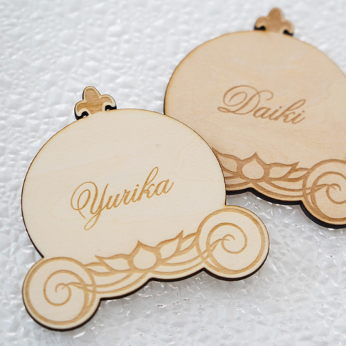 ウッド席札2枚セット [02/かぼちゃの馬車] プリンセス好きな方にも