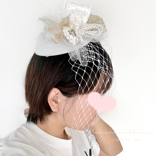 トークハット トーク帽 白 ヘッドドレス レトロ 成人式 結婚式