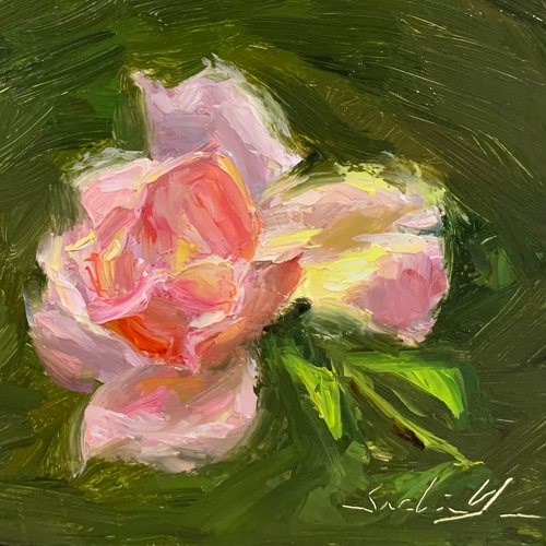 油彩画 Pink Rose 絵画 Sachi Yoshimoto Art 通販 16780943｜Creema