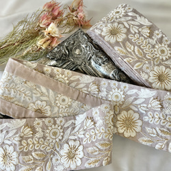 30cm  インド刺繍リボン  シルク  花柄 4枚目の画像