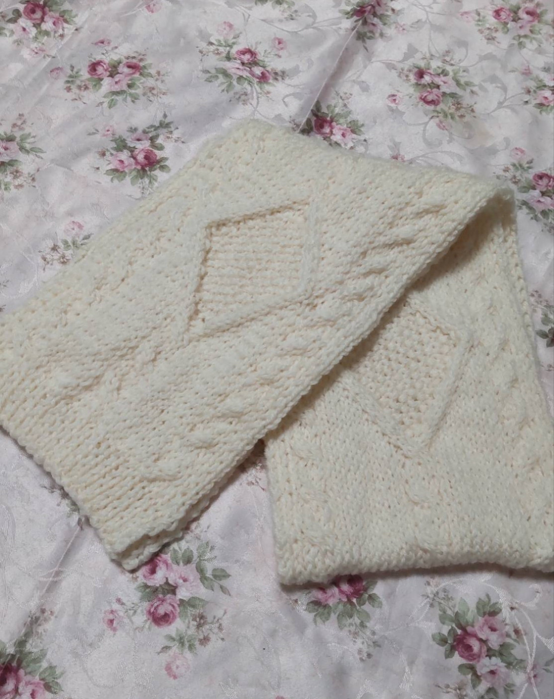 ウール　手編みマフラー