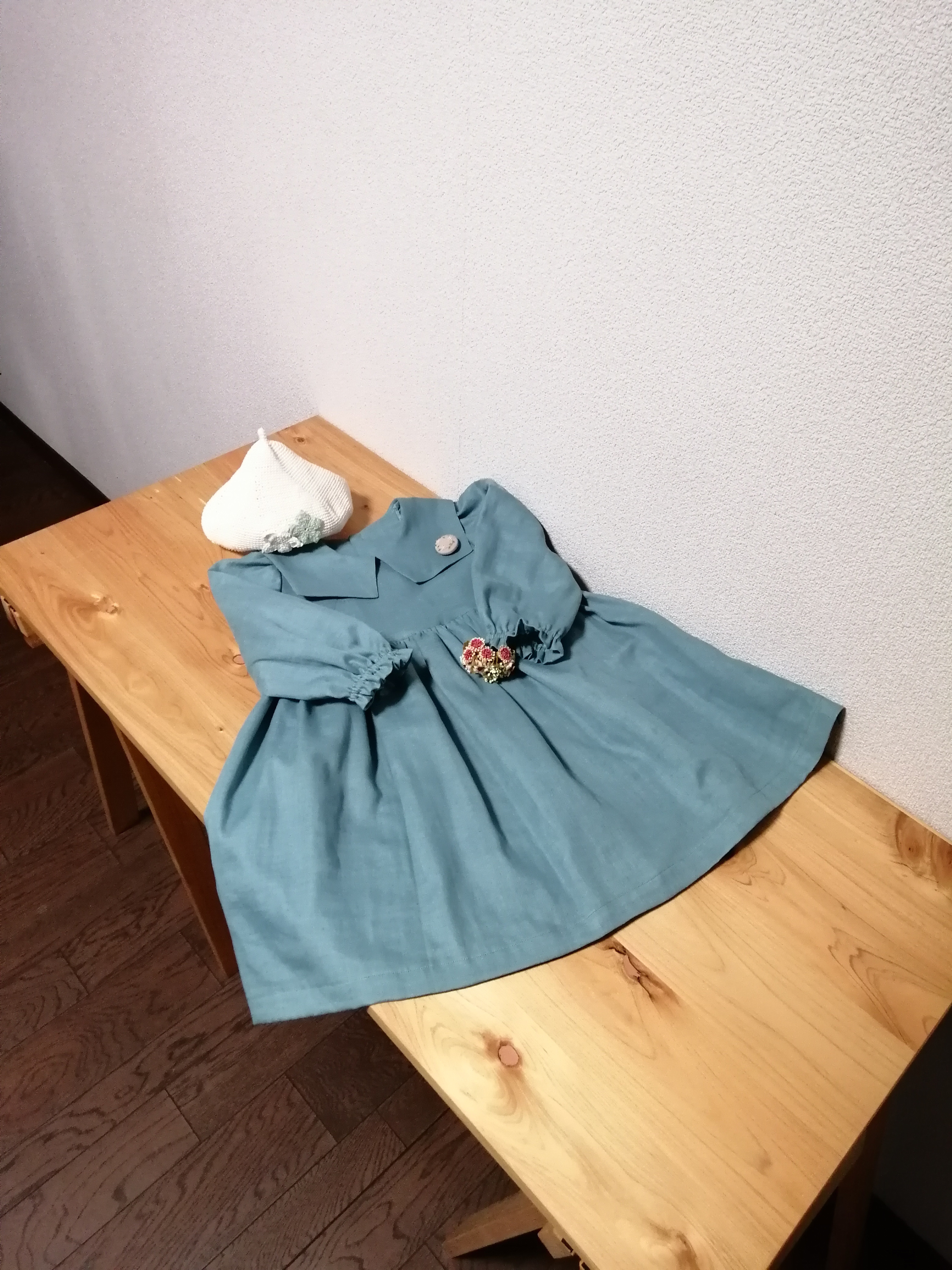 二重ガーゼのセーラーカラー風ワンピース　限定1着　(サイズ１００〜１１０)