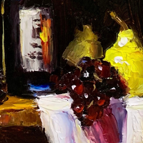 油彩画 Wine Bottle With Fruits 絵画 Sachi Yoshimoto Art 通販