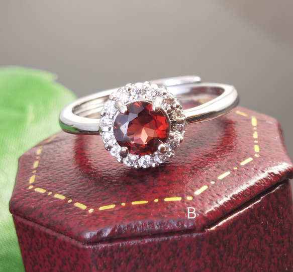 1月誕生石*天然「ワインレッド」ガーネット　普段使いリング　つけっぱなしOK♪ 1枚目の画像