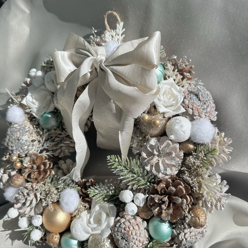 クリスマス リース 30cm ドライフラワー クリスマスリース ホワイト