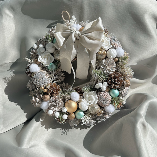 クリスマス リース 30cm ドライフラワー クリスマスリース ホワイト