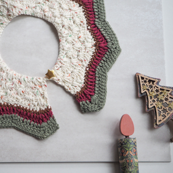 手編みのつけ襟のスタイ　christmas 14枚目の画像