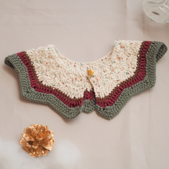 手編みのつけ襟のスタイ　christmas 7枚目の画像