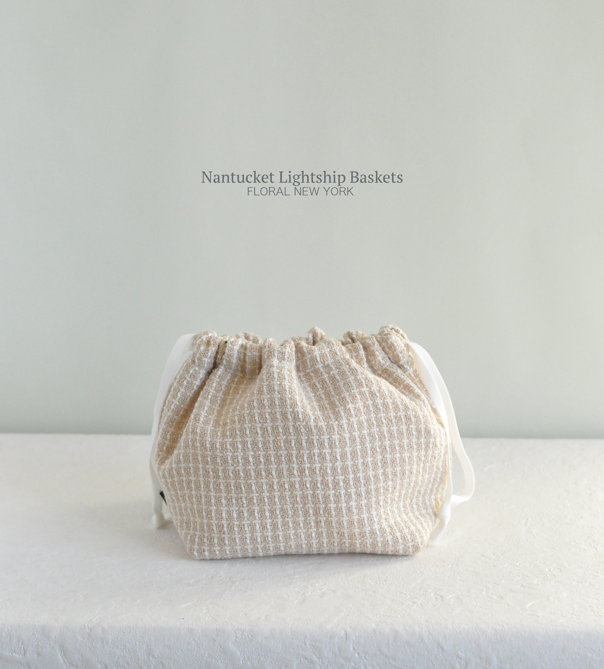 【ベージュツイード　Mサイズ】ナンタケットバスケット（日本製）