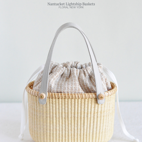 ベージュツイード Mサイズ】ナンタケットバスケット（日本製） 巾着