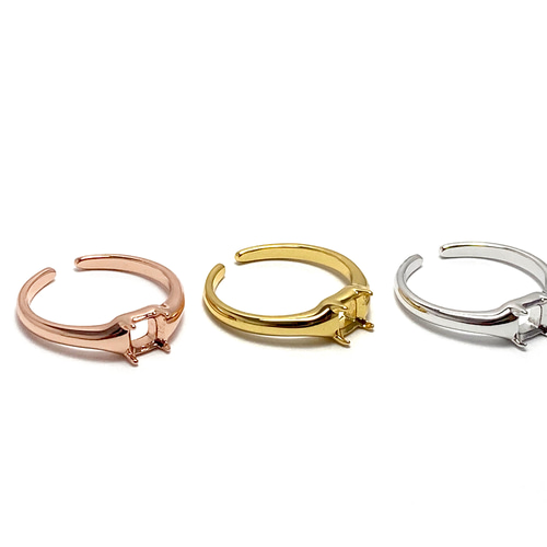 RG46 上品 4.1x4.1mm~5.4x5.4mm 四角形 ファセット 空枠 台座 リング枠