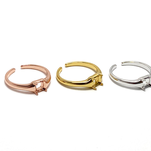 RG46 上品 4.1x4.1mm~5.4x5.4mm 四角形 ファセット 空枠 台座 リング枠