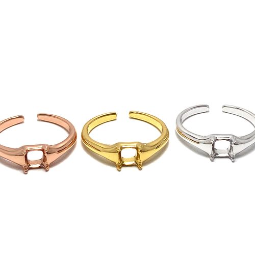 RG46 上品 4.1x4.1mm~5.4x5.4mm 四角形 ファセット 空枠 台座 リング枠