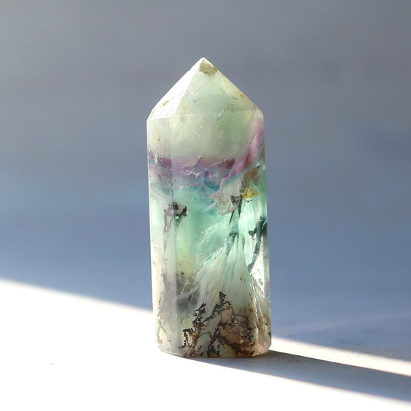 デンドリック エンジェルフェザーフローライト 六角柱 ポイント 天然石