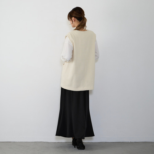 【極美品】インディヴィ✴︎ツイード フリンジ ベスト ジレ オフホワイト 38 INDIVI（インディヴィ）の「◇【トレンド！】ツィードジレ