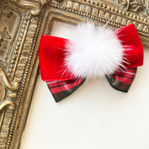 ꫛꫀꪝ【ミンクファー付きベルベット①】ベビーヘアクリップ　キッズヘアクリップ ꫛꫀꪝ【ミンクファー付きベルベット①】ベビーヘアクリップ キッズ