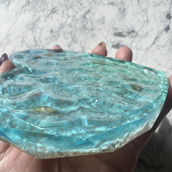現品　ハートの海のカケラ皿　海辺 ビーチ　波紋　老眼鏡　レジンアート　 3枚目の画像