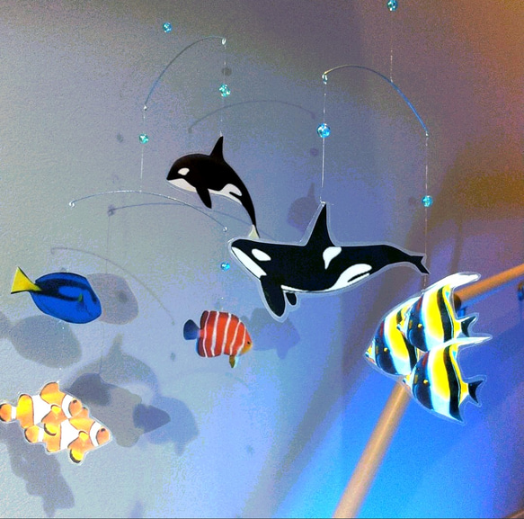 シャチ & 熱帯魚 モビール 魚 幸運  水槽 7枚目の画像