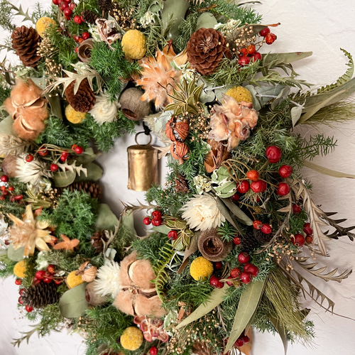 大きなクリスマスリース 45cm ドライフラワーリース 大きいリース