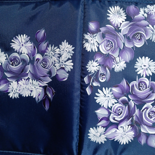 お薬手帳ケース トールペイント 手書き ハンドメイド 紫色の薔薇