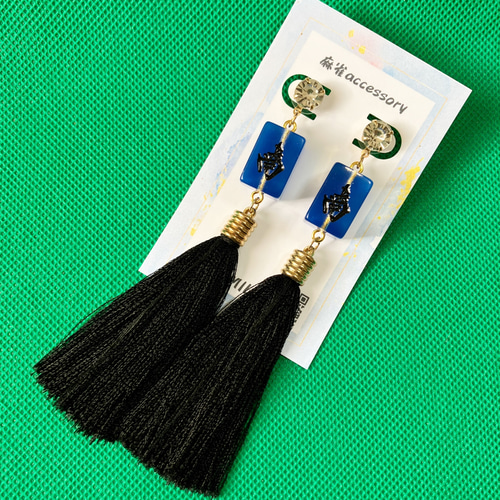 牌を選べるロングタッセル付きミニミニ麻雀牌ピアス【受注生産