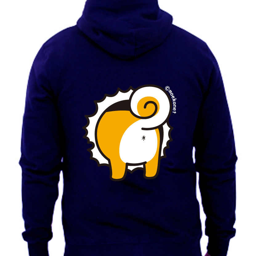 【ネイビー】柴犬の頭突っ込みお尻パーカー(大人〜子供サイズ)