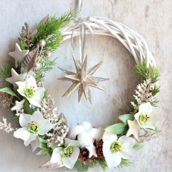 【クリスマスリース】クリスマスローズの聖なる夜の1番星リース 6枚目の画像