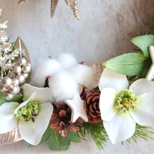 クリスマスリース】クリスマスローズの聖なる夜の1番星リース リース