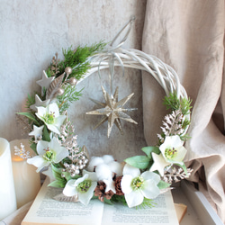 【クリスマスリース】クリスマスローズの聖なる夜の1番星リース 9枚目の画像