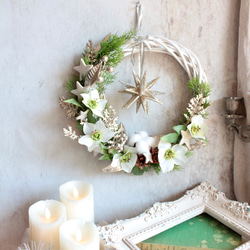 【クリスマスリース】クリスマスローズの聖なる夜の1番星リース 7枚目の画像